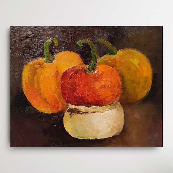 Fall Decor, Original Oil Painting, Pumpkin Wall Art, Fall Painting, Original Art Work, Bestfriend Gift, Autumnal Home Decor, Autumn Gift