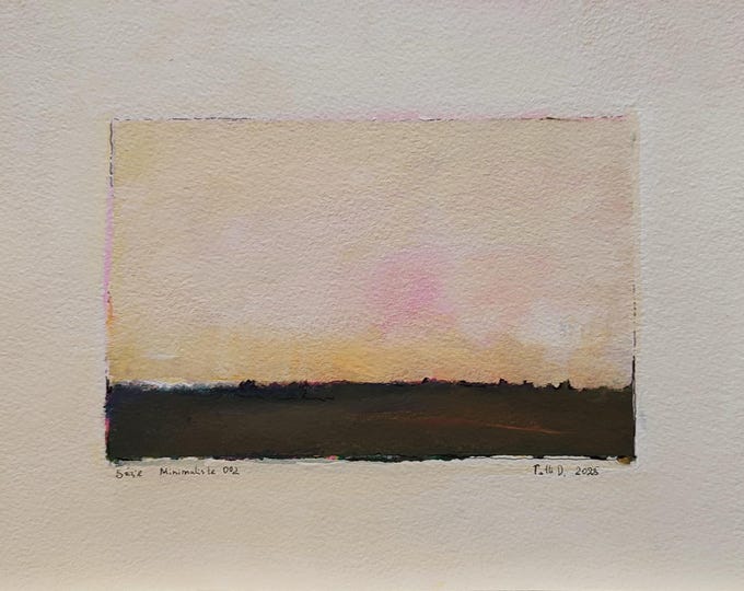 Original Painting Abstract Minimalist Landscape Autumn Green Yellow Artwork, New Home Gift