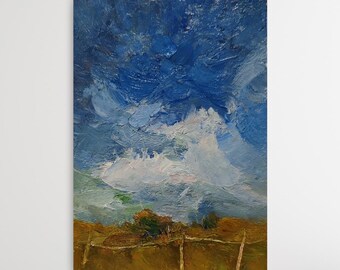 Original Oil Painting Autumn Farmhouse Wall Art South Western Art 6x4 inches