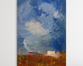Autumnal Home Decor: Original Oil Painting Miniature Autumn Nature Farmhouse Wall Art 6x4 inches
