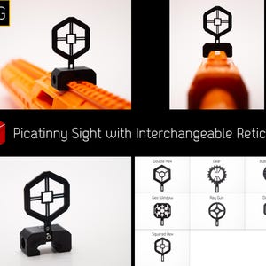Picatinny Rail Sight with Adjustable Interchangeable Reticles (PETG)