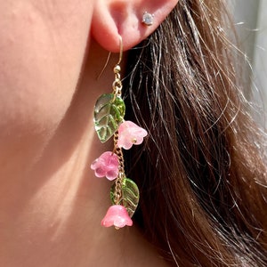 Flower Fairycore Earrings | Dangle Lily of The Valley Earrings | Gold | Floral, Garden Fairy, Faerie, Fantasy, Dangle Earrings for Women