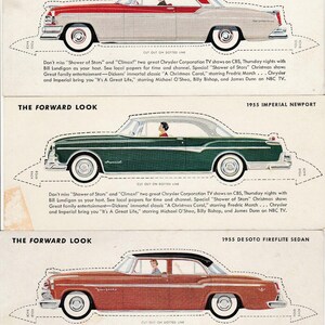 1955 Chrysler Plymouth Werbekarten The Future Look 1954 Lot von 3