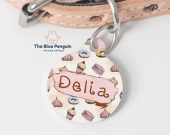 Personalized Dog ID Tag: Donut Cake Design, Waterproof Pet Tag