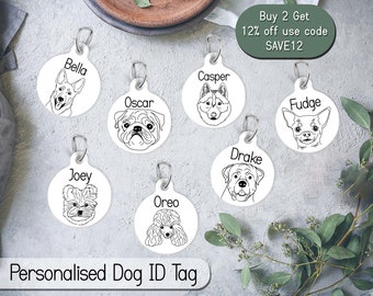 Custom ID Tag Dog Personalised Name Dog Cat Pet ID Tag Double Sided Waterproof Keyring