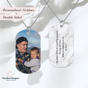 Personalised Army Tag Dog ID Tag Double Sided Custom Photo Text Pendant Necklace Gift