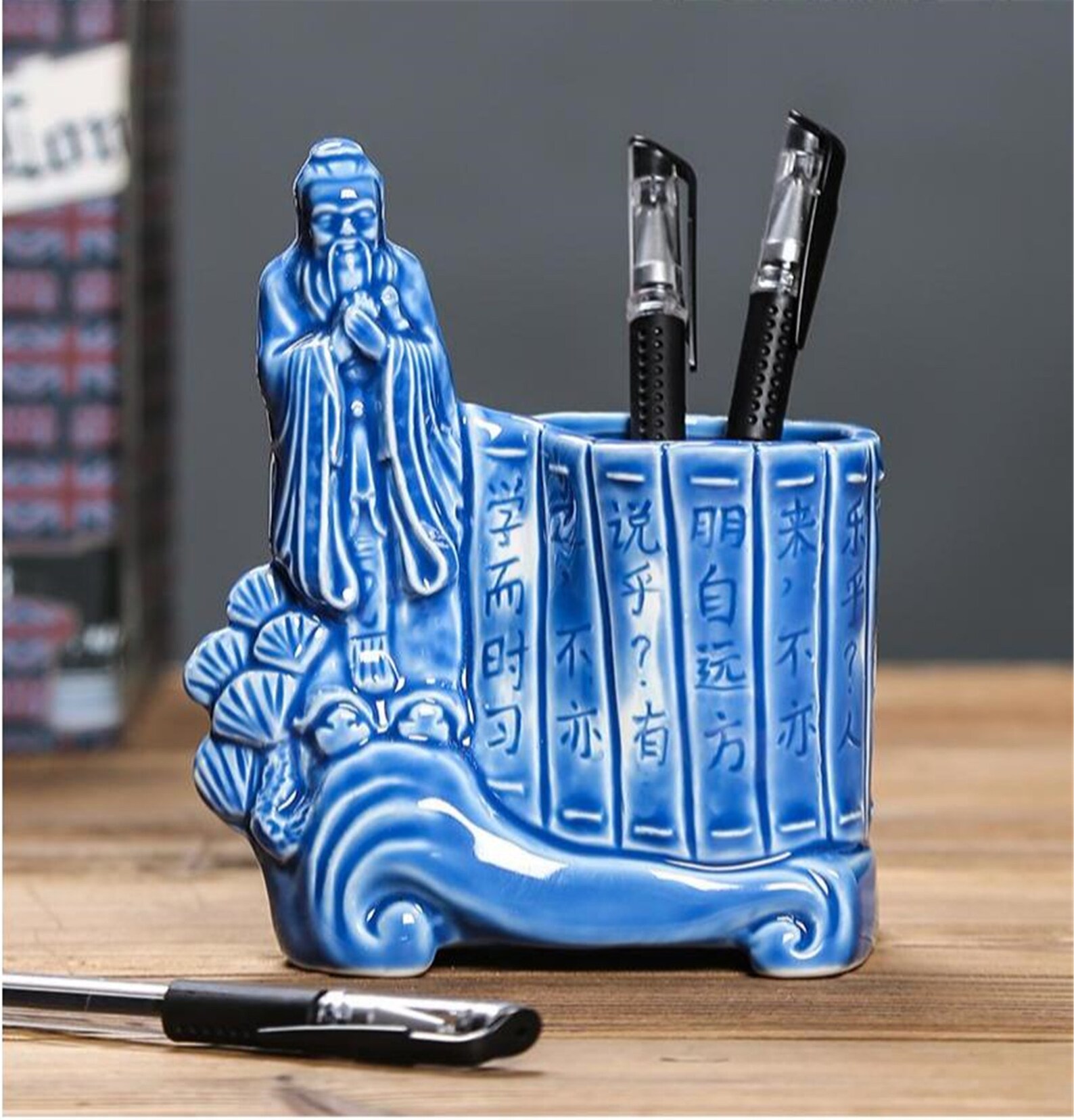 Ceramic Pen Holder Retro Chinese Style Student Supplies Cute Etsy