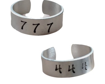 Stamped Angel Number Rings