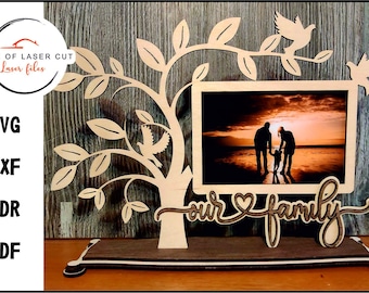 Family photo frame, laser redy file, svg, dxf, cdr, pdf. 3mm material