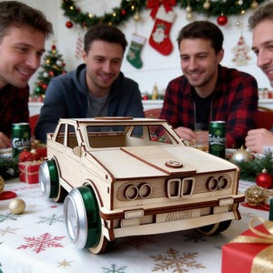 Porte-bière, puzzle 3D BMW, modèle réduit de voiture, fichier laser (svg, dxf, cdr, pdf) pour matériaux de 3 mm image 6