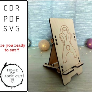 SVG file for laser cut, phone stand for desk,  svg, dxf, cdr, pdf.
