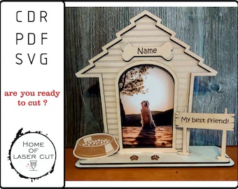 Dog House Photo Frame - svg-cdr-pdf-dxf - Laser Cut Files .3mm material