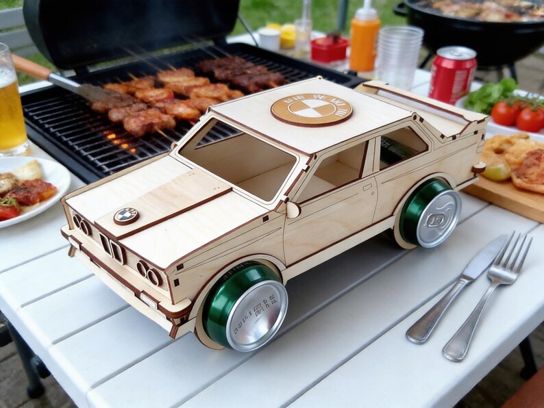 Porte-bière, puzzle 3D BMW, modèle réduit de voiture, fichier laser (svg, dxf, cdr, pdf) pour matériaux de 3 mm image 5
