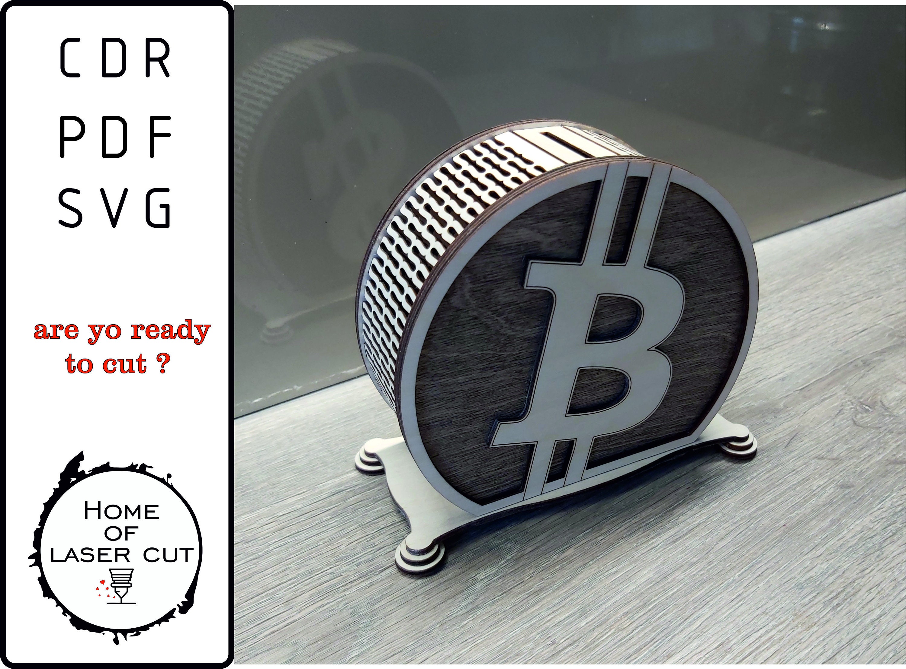 Bitcoin Money Box File: SVG CDR PDF, 3mm Birch - Etsy Israel