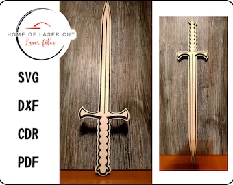 Eenvoudig zwaard, 5 lagen, laserklaar bestand, svg dxf cdr pdf