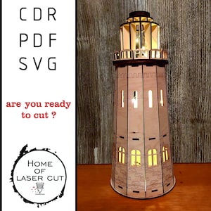Wijndoos vuurtoren, lasergesneden bestand, svg, dxf, cdr, pdf, 3mm wijn geschenkdoos