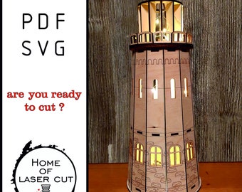Wine box lighthouse, laser cut file, svg, dxf, cdr, pdf, 3mm  Wine gift box