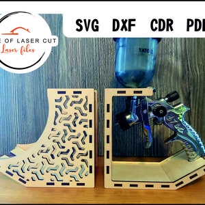 Supporto per pistola a spruzzo, due opzioni, svg dxf cdr pdf, materiale 3mm, accessorio per utensili da officina