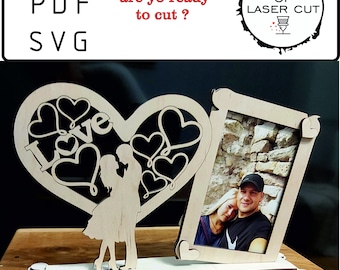 love photo frame digital file, Valentine&#39;s Day photo frame SVG, PDF,CDR anniversary photo gift, 3mm & 4mm file
