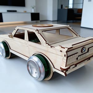 Porte-bière, puzzle 3D BMW, modèle réduit de voiture, fichier laser (svg, dxf, cdr, pdf) pour matériaux de 3 mm image 7