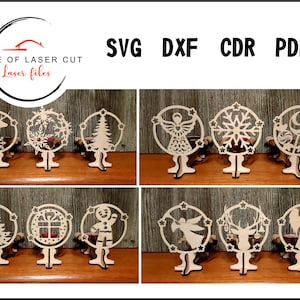 Weihnachts-Schattenkerzenhalter, 12 Varianten, svg cdr pdf dxf, 3mm Material.