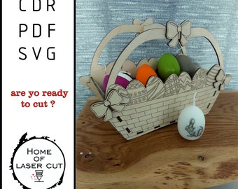 Laser Cut Easter Basket Template: SVG, PDF, CDR Vector File