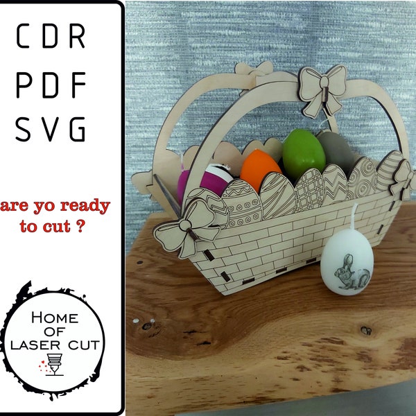 Easter Basket PDF, CDR, SVG, Easter Box, laser model, vector cut file , 3mm,  1\8 inch.