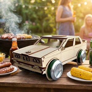 Porte-bière, puzzle 3D BMW, modèle réduit de voiture, fichier laser (svg, dxf, cdr, pdf) pour matériaux de 3 mm image 4