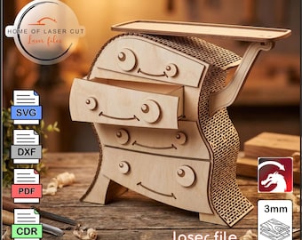 Drwer box, Jewelry box, organizer, laser file svg dxf cdr pdf lightburn, for 3mm