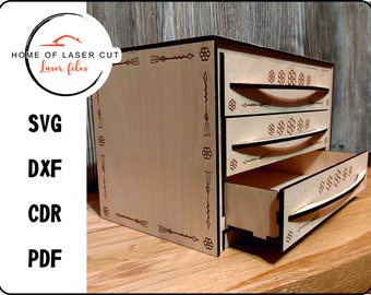 Chest of drawers,  treasure chest, laser redy file, svg,cdr,dxf,pdf, for 3mm material