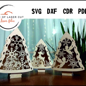 Regalo per albero di Natale o scatola di caramelle, svg dxf cdr pdf, file pronto per il laser da 3 mm.