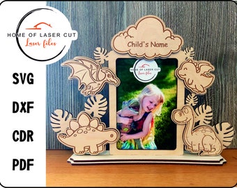 Children's photo frames, dinosaur photo frames, svg cdr dxf pdf, laser ready file, for 3mm and 4mm thick material