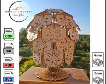 Table lamp, laser file, svg dxf cdr pdf, for 3mm & 4mm material.