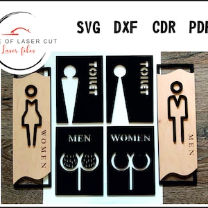 Toilet, toilet WC tekenset, 3 varianten, laser reddy-bestand, svg, dxf, cdr, pdf.