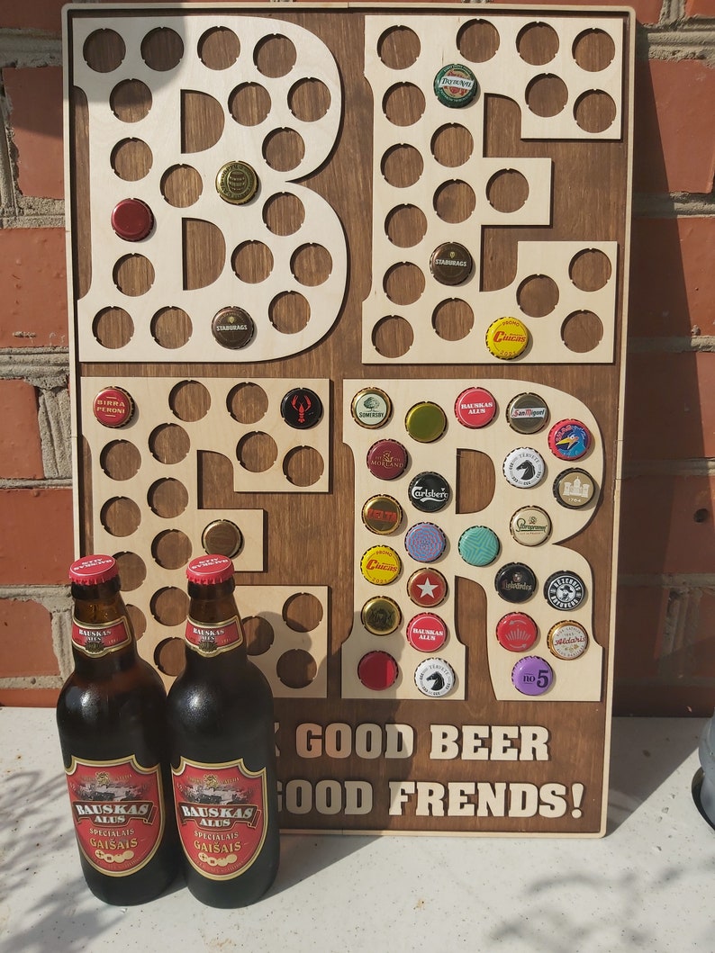 Beer Cap Bottle Top Collector Holder Wall Art Father's Etsy