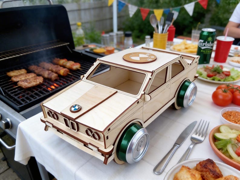 Porte-bière, puzzle 3D BMW, modèle réduit de voiture, fichier laser (svg, dxf, cdr, pdf) pour matériaux de 3 mm image 10