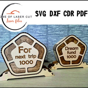 Piggy bank for purpose, laser ready file, svg dxf cdr pdf, file for 3mm &4mm material.