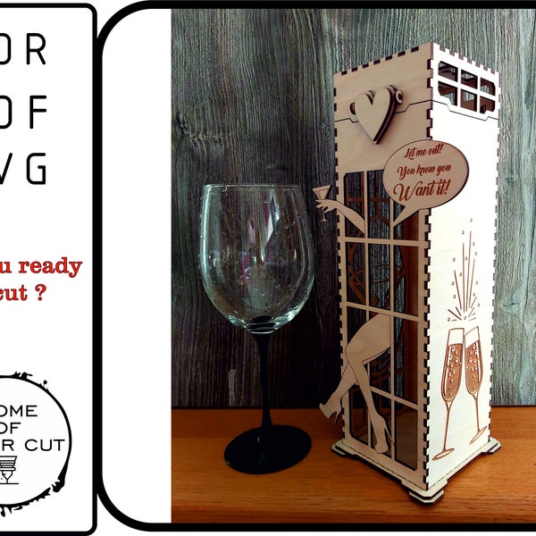 Jailed cshmpagne box, Jailed ledy, vine box. Jailed Wine Box, 3mm Box, Wine Box Digital File, SVG-PDF-CDR, Download -Laser Cut File