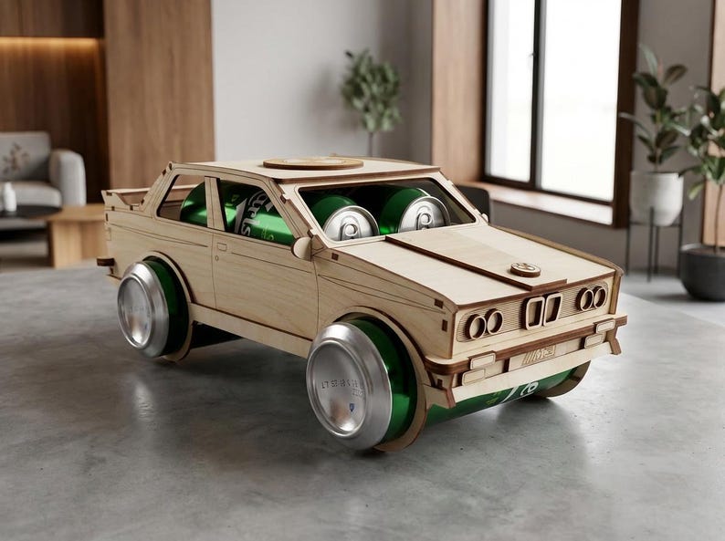 Porte-bière, puzzle 3D BMW, modèle réduit de voiture, fichier laser (svg, dxf, cdr, pdf) pour matériaux de 3 mm image 8