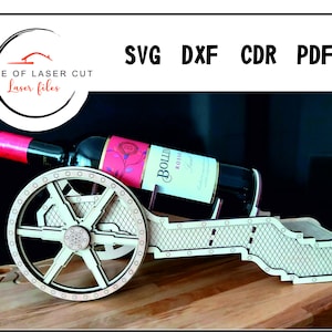 Kanon, wijnhouder, laser redy-bestand, svg, dxf, cdr, pdf, 3mm materiaal