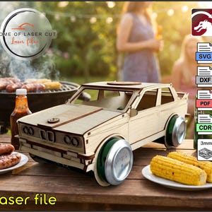 Porte-bière, puzzle 3D BMW, modèle réduit de voiture, fichier laser (svg, dxf, cdr, pdf) pour matériaux de 3 mm image 1