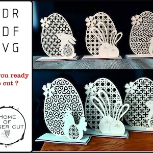 Easter table decor, 3mm & 4mm ,3D Easter Bunny With Eggs , Happy Easter, Easter Eggs, cute bunny, Easter Decor, SVG, cdr, pdf, dxf