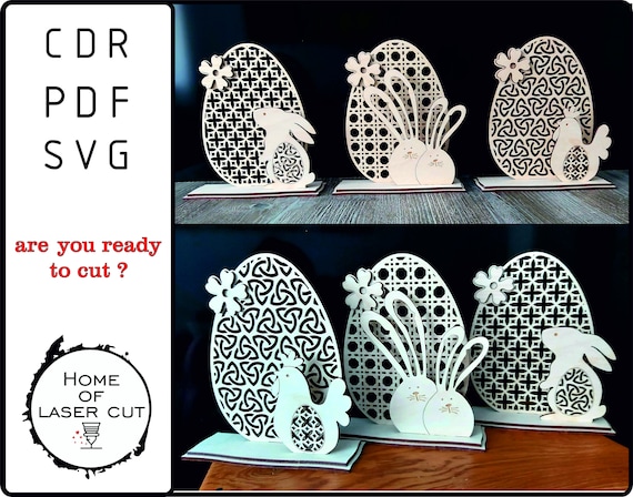 Easter table decor, 3mm & 4mm ,3D Easter Bunny With Eggs , Happy Easter, Easter Eggs, cute bunny, Easter Decor, SVG, cdr, pdf, dxf