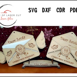 Brief aan de Kerstman met standaard | Laser kerstbestanden SVG | cdr | dxf | pdf | Hout acryl MDF gesneden bestand | Kerstman Kerstbrief + bonus