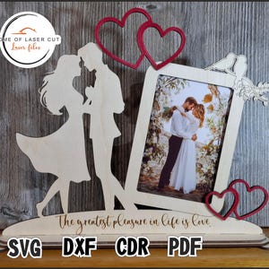 Cornice per foto, regalo di San Valentino, file laser in formato cdr dxf svg pdf per materiali da 3 e 4 mm