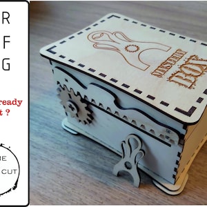 Laser Cut Files - Mechanical Box- SVG PDF CDR. Money box. 3mm 1\8 inch