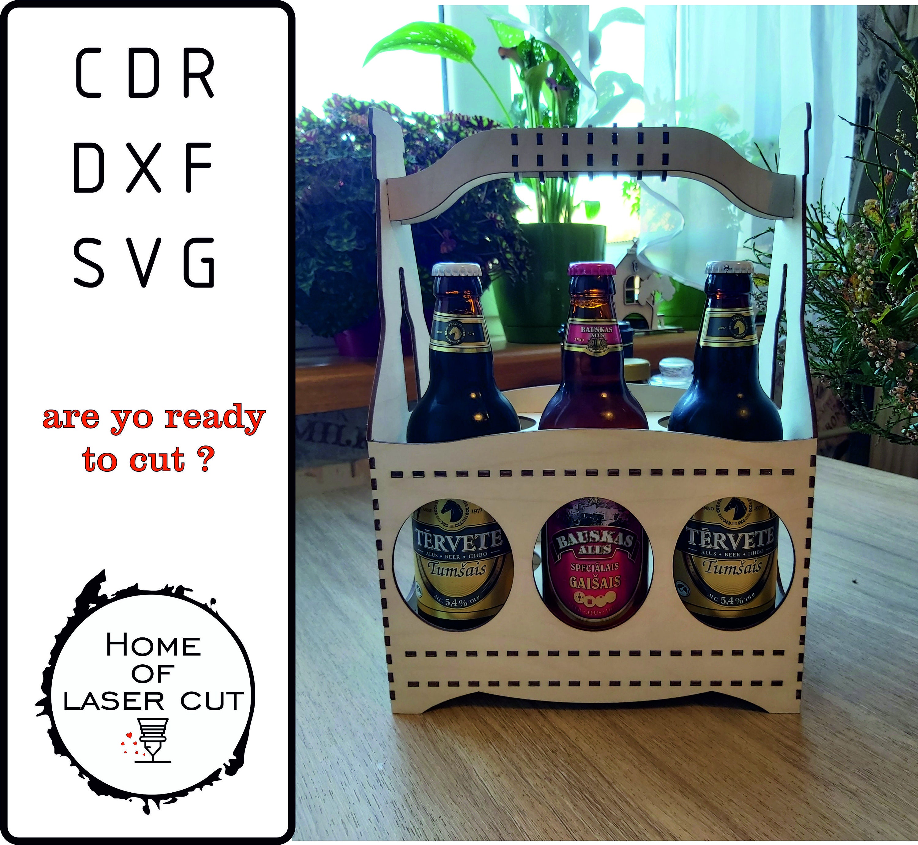 6 Pack Beer Caddy Digital File Templet Svgcdrdxf Laser Cut Etsy