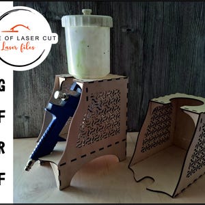 Verfpistool tafel- en wandhouder, laserbestand svg cdr dxf pdf is ontworpen om te worden gemaakt van materialen van 3 mm en 4 mm