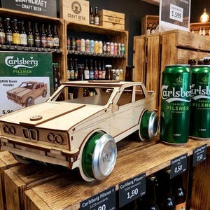 Porte-bière, puzzle 3D BMW, modèle réduit de voiture, fichier laser (svg, dxf, cdr, pdf) pour matériaux de 3 mm image 3