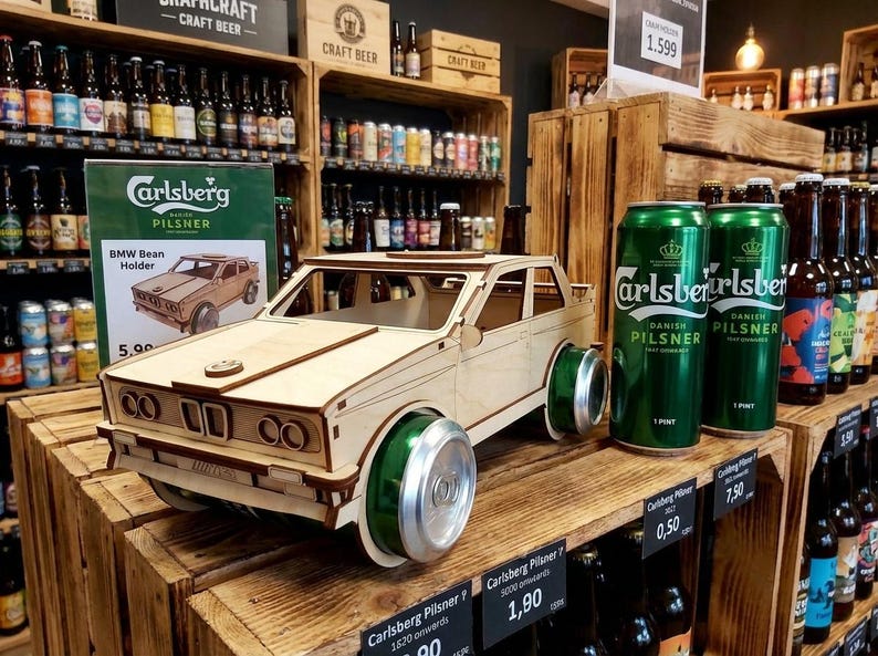 Porte-bière, puzzle 3D BMW, modèle réduit de voiture, fichier laser (svg, dxf, cdr, pdf) pour matériaux de 3 mm image 3